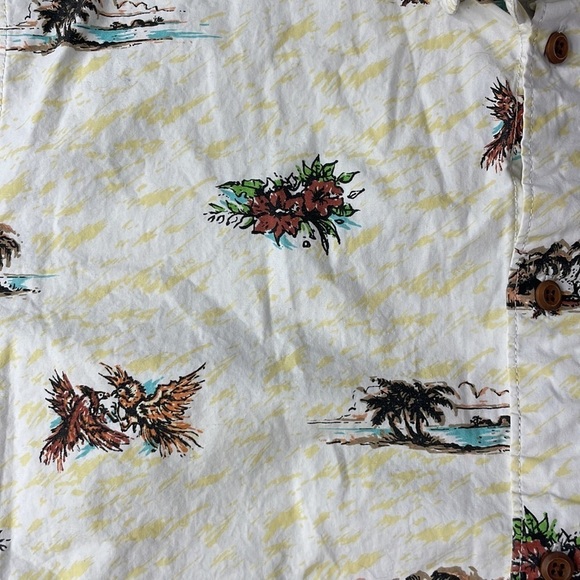 Etnies Men’s White Yellow Hawaiian Tropical Button Up Collared Short Shirt sz XL - Picture 3 of 10